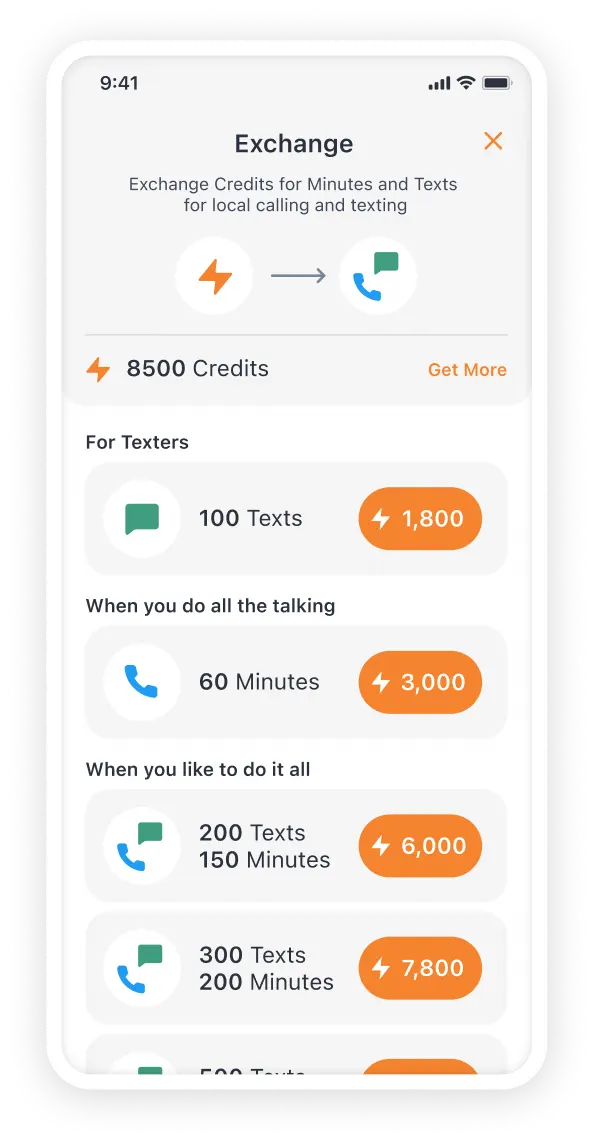 Image showing exchanging credits for texts and minutes